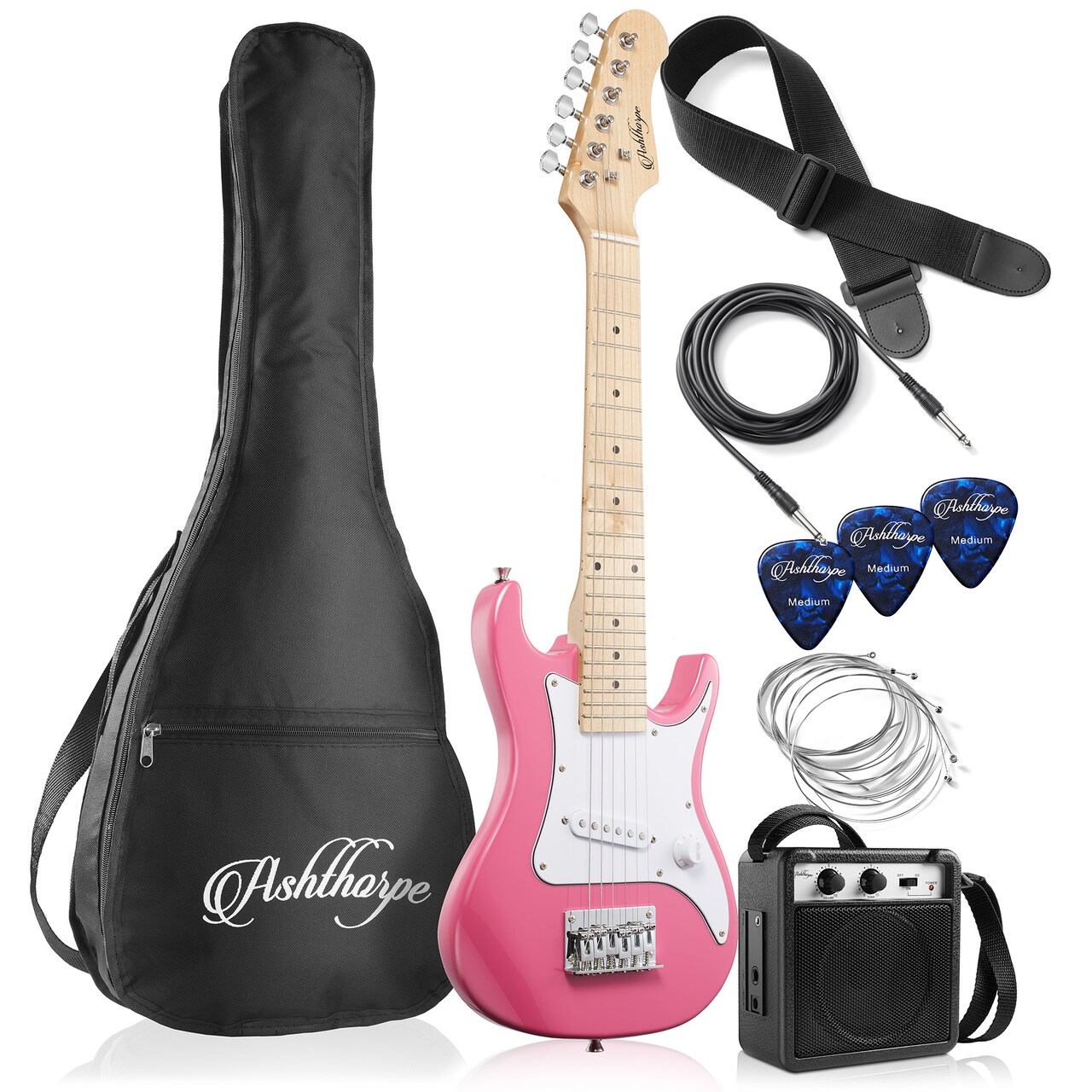Ashthorpe 30-inch Beginner Electric Guitar Kit with Amplifier, Basic Starter Package w/ Gig Bag, Strings, Strap, Picks